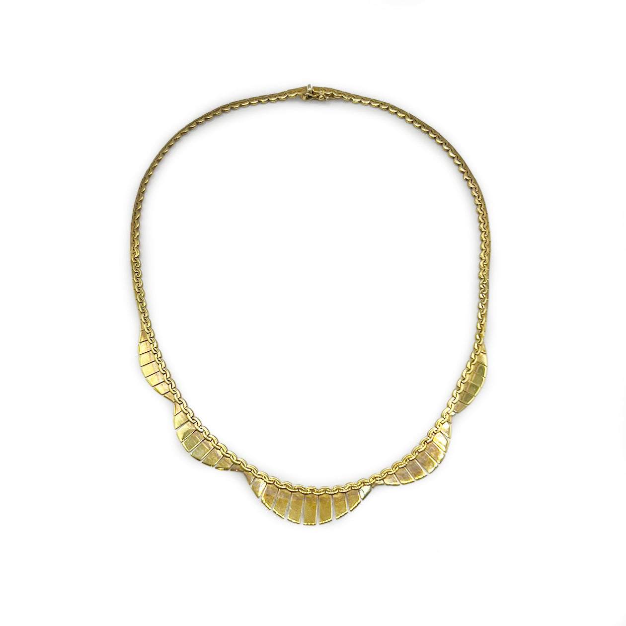Vintage 9ct. Yellow Gold Wavy Cleopatra Necklace - 16.5"L