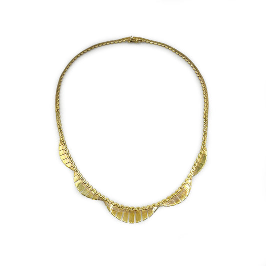 Vintage 9ct. Yellow Gold Wavy Cleopatra Necklace - 16.5"L