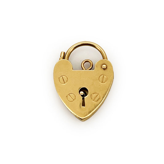 Vintage Medium 9ct Yellow Gold Heart Lock Charm