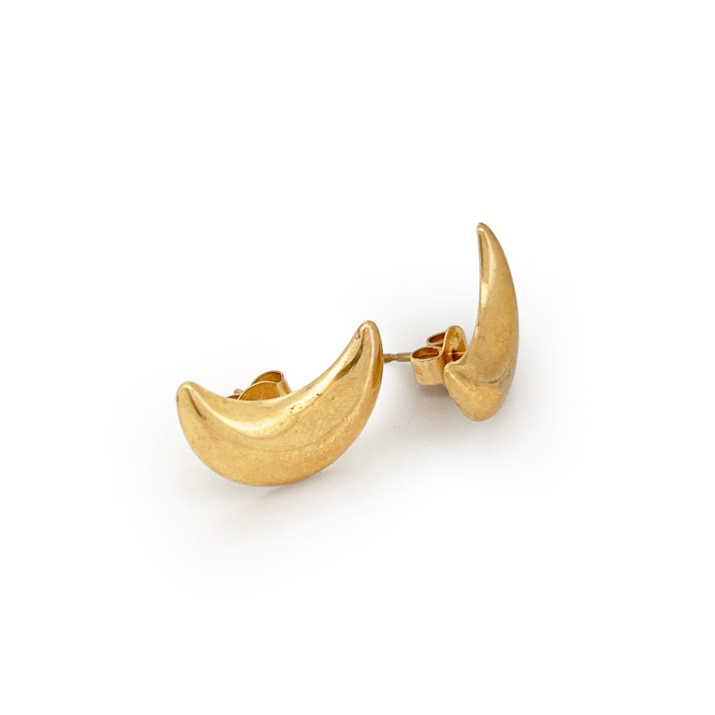 Vintage 9ct Yellow Gold Bubble Crescent Earrings
