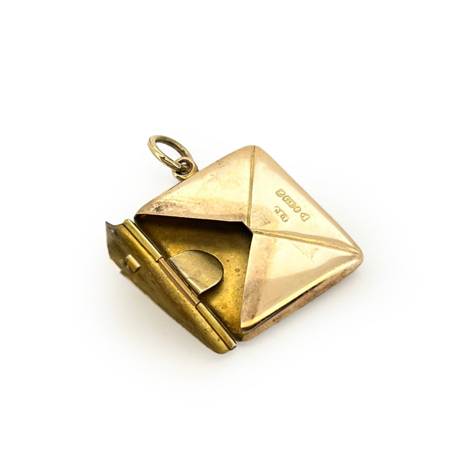 Antique Edwardian 9ct Yellow Gold Letter Envelope Charm