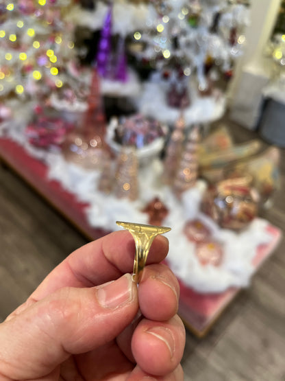 Vintage Scroll Signet Ring - 9ct Yellow Gold - Sz. 9.25