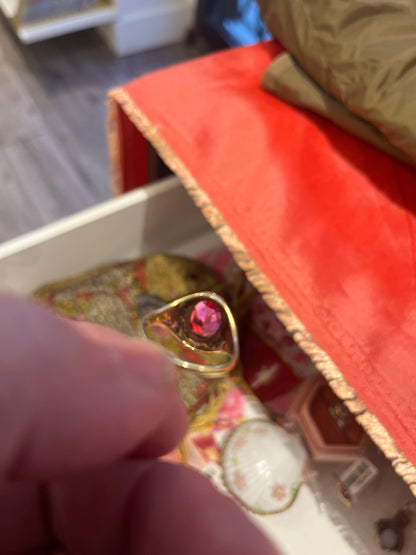 Vintage Pink Sapphire + 14k Yellow Gold Bezel Set Ring - Sz.  7.25
