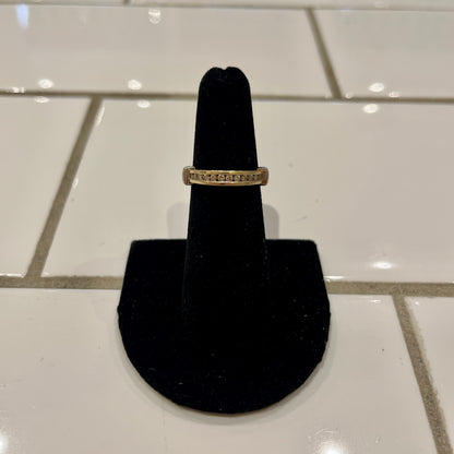 Estate Diamond + 10k Yellow Gold Half Eternity Ring - Sz. 6.25