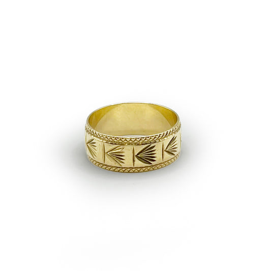 Vintage 9ct Yellow Gold Palm Band - Size 6.25