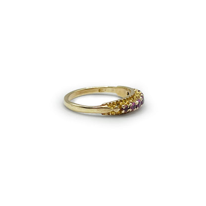 Vintage Rubelite + 9ct. Yellow Gold Ring - Sz. 6.25