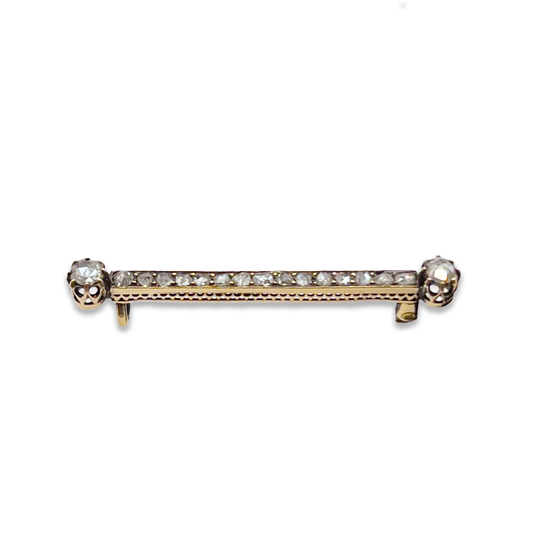 Antique Victorian Diamond + 18ct Rose Gold Bar Brooch
