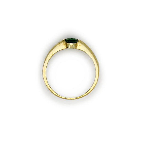 Vintage Chrome Diopside + 9ct Yellow Gold Modern Solitaire Ring - Sz. 9