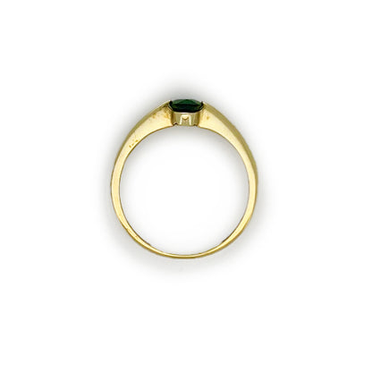 Vintage Chrome Diopside + 9ct Yellow Gold Modern Solitaire Ring - Sz. 9