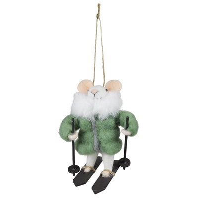 Green Parka Ski Mouse Ornament