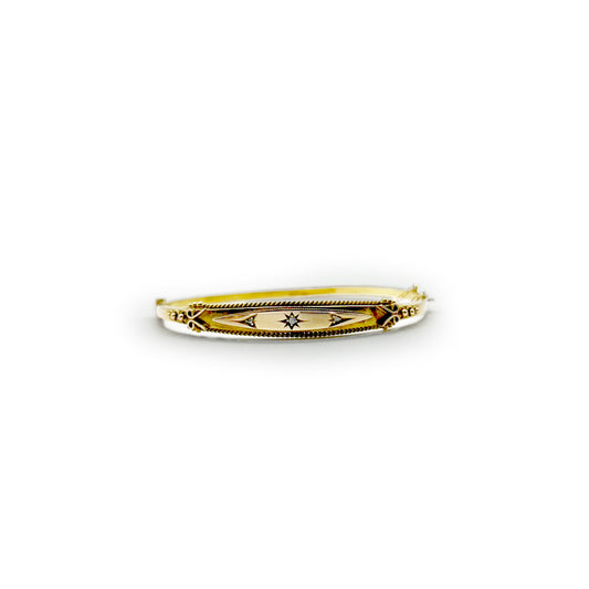 Antique Victorian Diamond Bangle - 9ct Yellow Gold - 7.25"