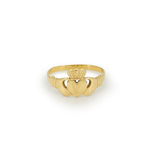 Vintage 9ct Yellow Gold Claddagh Ring - Sz. 6.75