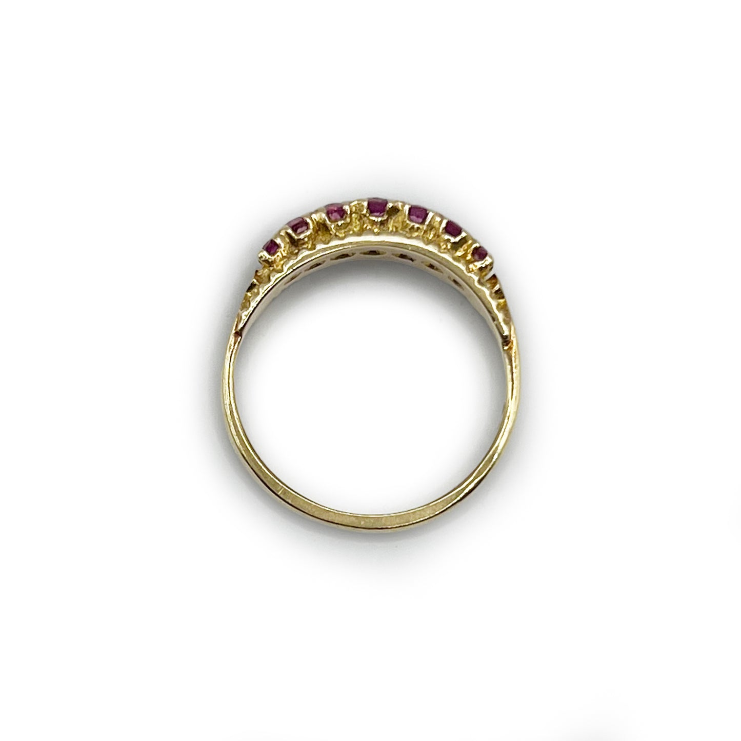 Vintage Rubelite + 9ct. Yellow Gold Ring - Sz. 6.25