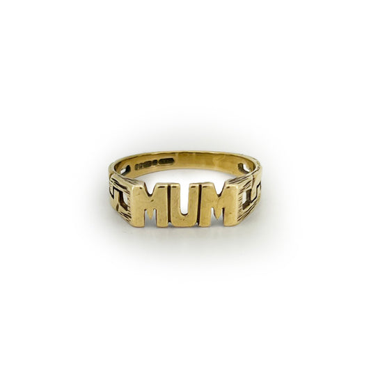 Vintage 9ct Yellow Gold MUM Ring - Sz. 6.75