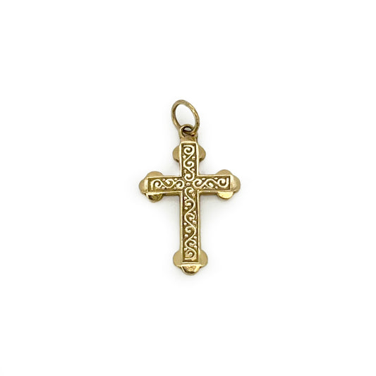 Vintage 9ct Yellow Gold Mini Celtic Cross Charm