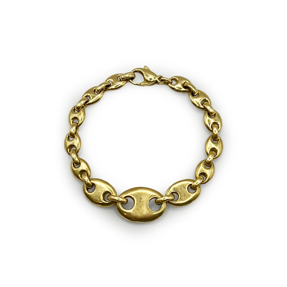 Vintage 9ct. Yellow Gold Graduated Mariner Link Bracelet - 7.5"L