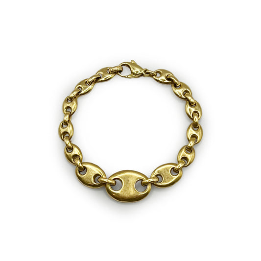 Vintage 9ct. Yellow Gold Graduated Mariner Link Bracelet - 7.5"L