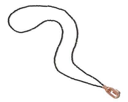 Black Spinel Itty Bitty Strand with Yellow Gold Loops - 16''