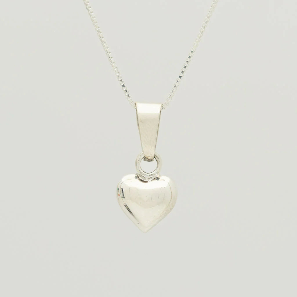 Bold Heart Pendant Necklace - Sterling Silver
