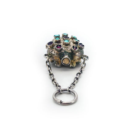 Antique Victorian Turquoise + Garnet + Gilt Silver Heart Perfume Charm