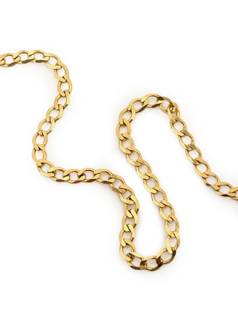 Vintage 9ct Yellow Gold Curb Chain - 16"L