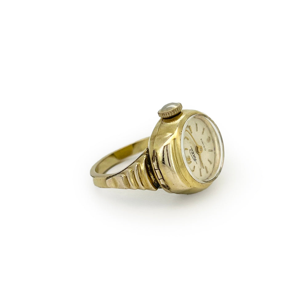 Vintage Porta Gold Plated Ring Watch - Sz. 6