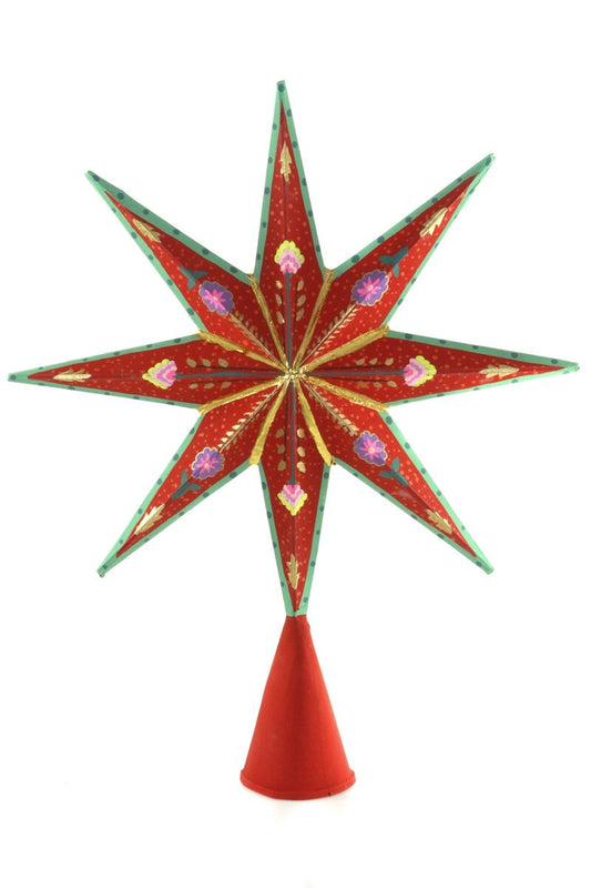 YULETIDE CHEER DIMENSIONAL TREE TOPPER - RED + GOLD