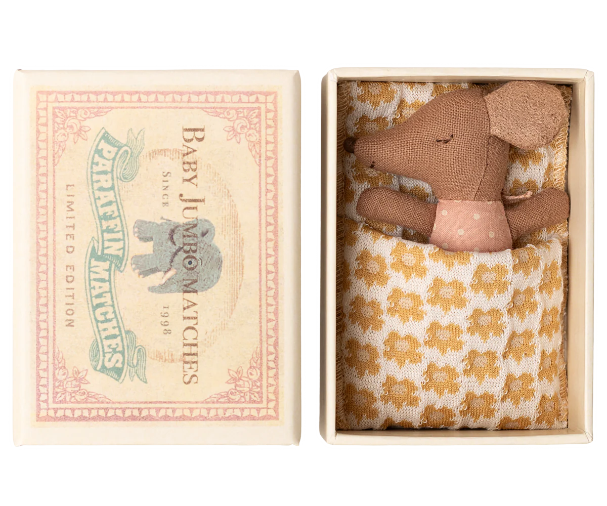 Pre-Order: Mid September - Sleepy Wakey Baby Mouse in Matchbox - Rose