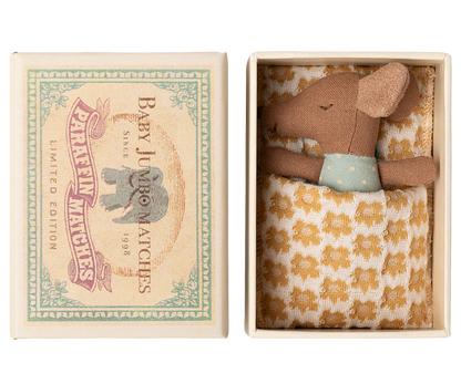 Pre-Order: Mid September - Sleepy Wakey Baby Mouse in Matchbox - Blue