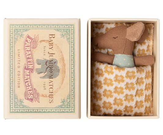 Pre-Order: Mid September - Sleepy Wakey Baby Mouse in Matchbox - Blue