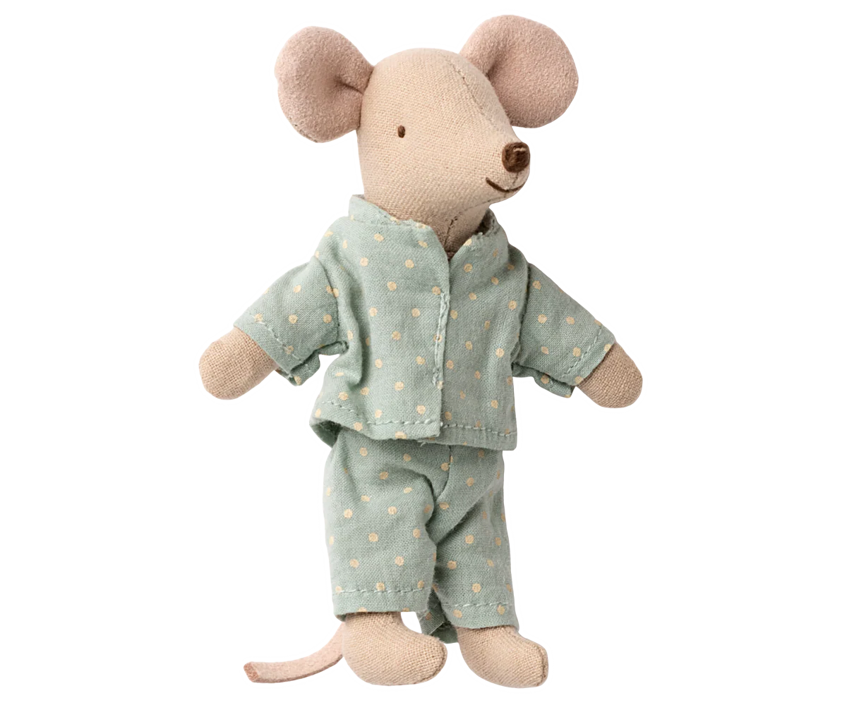 Pre-Order: Mid November - Little Brother Mouse in Matchbox - Blue with Dots