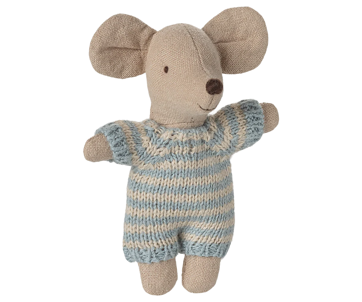 Pre-Order: Mid September - Baby Mouse in Carry Cot - Blue
