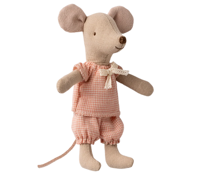 Pre-Order: Mid November - Little Sister Mouse in Matchbox - Pink Checkered