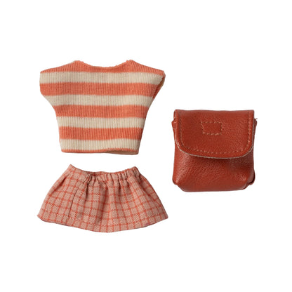Big Sister Tricycle Mouse Clothes and Bag - Coral