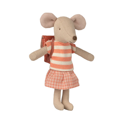 Big Sister Tricycle Mouse Clothes and Bag - Coral