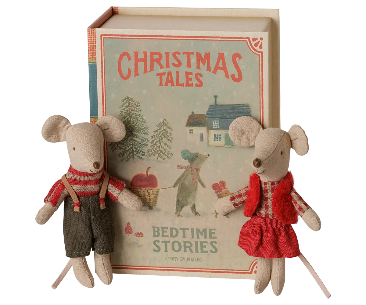 Christmas Little Brother + Sister Twin Mice in Book