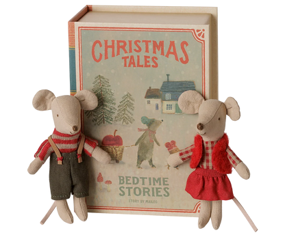 Christmas Little Brother + Sister Twin Mice in Book