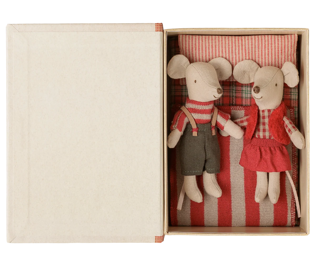 Christmas Little Brother + Sister Twin Mice in Book