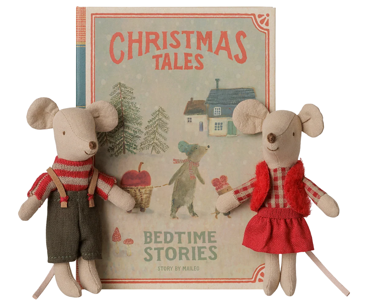 Christmas Little Brother + Sister Twin Mice in Book