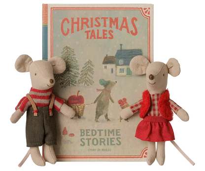 Christmas Little Brother + Sister Twin Mice in Book