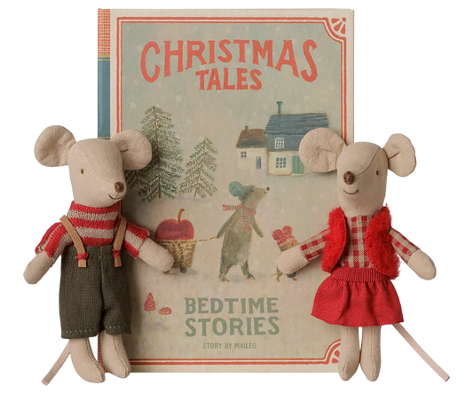 Christmas Little Brother + Sister Twin Mice in Book