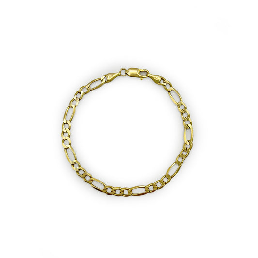 Estate Figaro 14k Yellow Gold Bracelet - 7.25"L