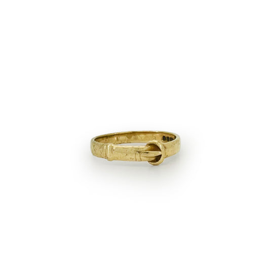 Vintage 9ct Yellow Gold Mini Belt Ring - Sz. 3.5