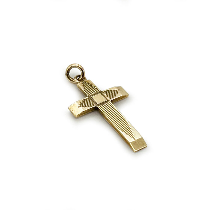 Vintage 9ct Yellow Gold Art Deco Cross Charm