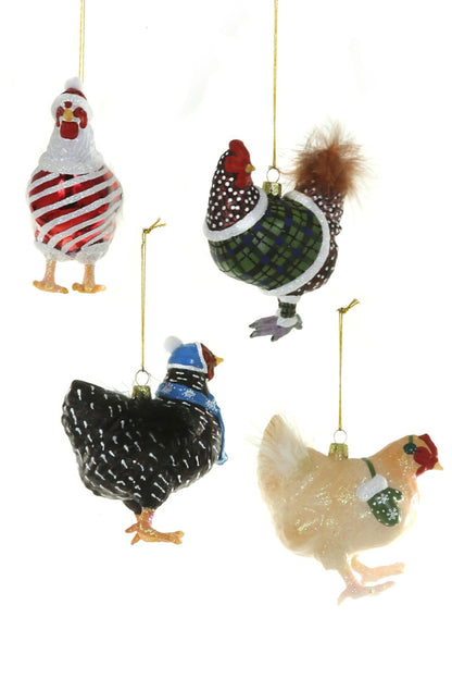 SINGLE - HOLIDAY HENS ORNAMENT - 4 ASST'D