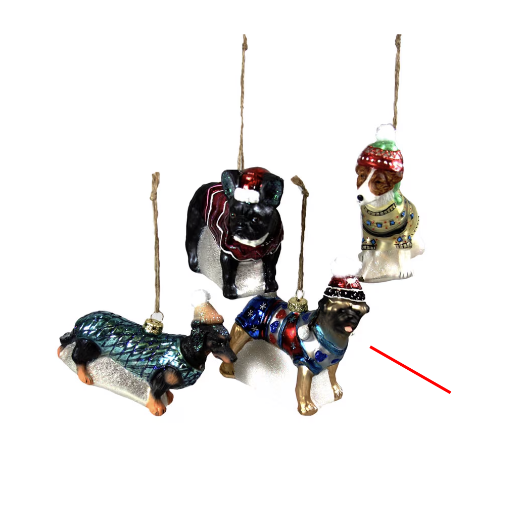 BUNDLED UP DOG ORNAMENTS - PUG