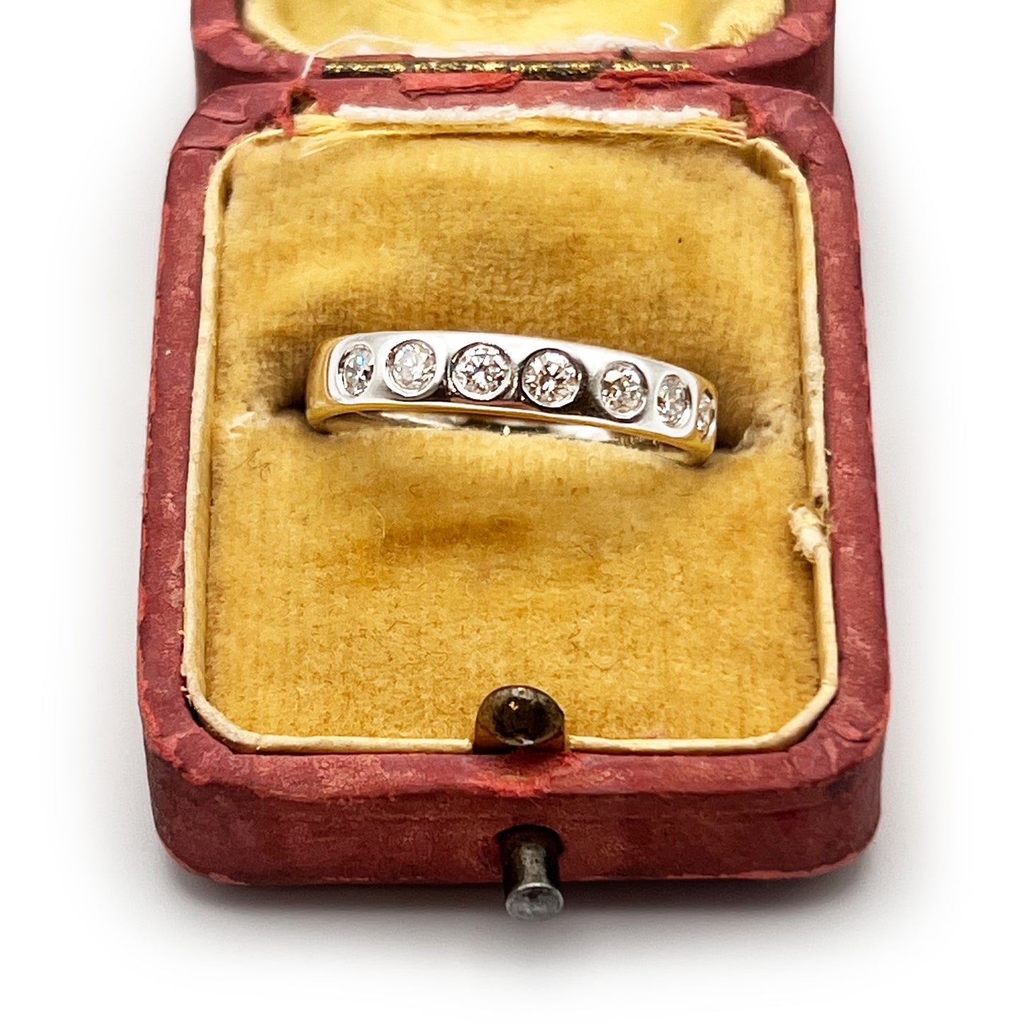 Vintage Bezel-Set Diamond + Platinum Half Eternity Ring - Sz. 8