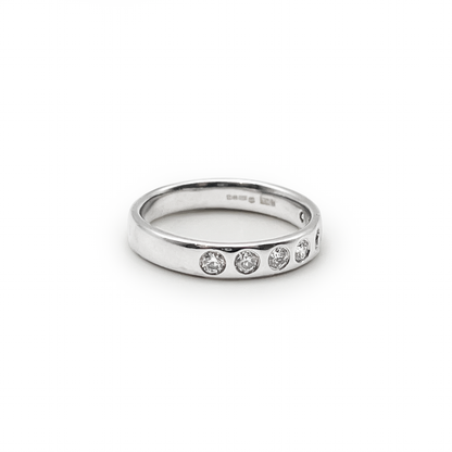 Vintage Bezel-Set Diamond + Platinum Half Eternity Ring - Sz. 8