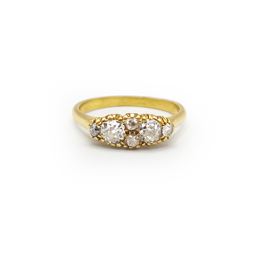 Vintage Old European Cut Diamond + 18k Yellow Gold Ring - Size 7.5