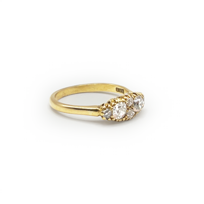 Vintage Old European Cut Diamond + 18k Yellow Gold Ring - Size 7.5